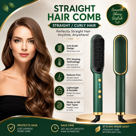 Hair Straightener Comb for Women – Salon-Style Straight Hair in Minutes