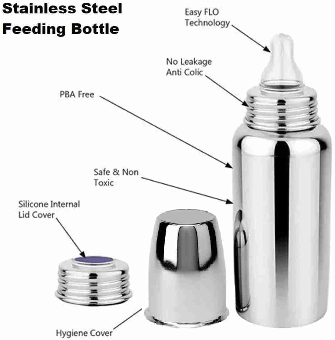 Baby Feeding Bottle Stainless Steel with Silicone Nipple